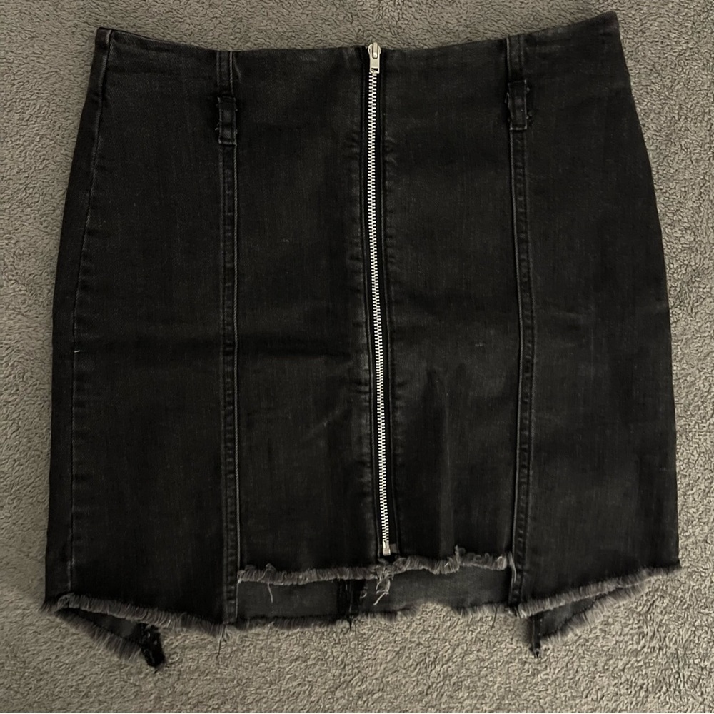 Black Zip Up Mini Skirt